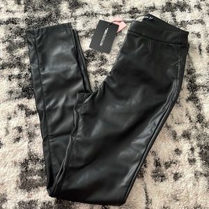 Pretty little thing black leather straight pants